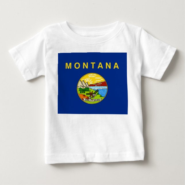 Baby T Shirt med Flagga av Montana, USA (Framsida)