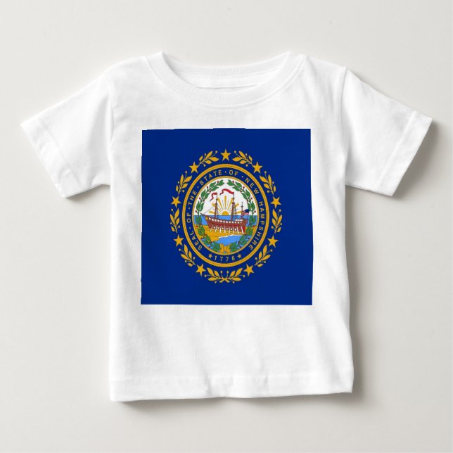 Baby T Shirt med Flagga av New Hampshire (Framsida)