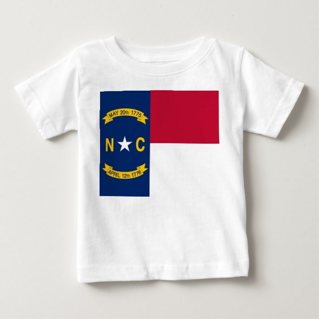 Baby T Shirt med Flagga av North Carolina (Framsida)