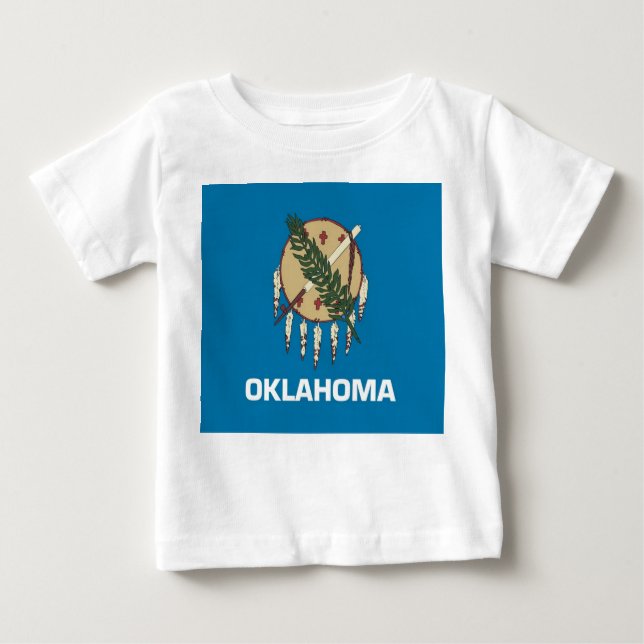 Baby T Shirt med Flagga av Oklahoma (Framsida)