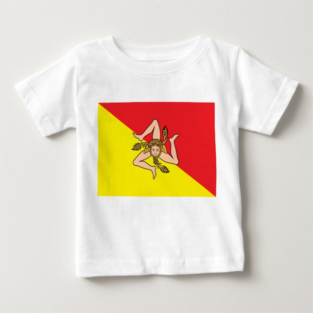 Baby T-Shirt med Flagga av Sicilien, Italien (Framsida)