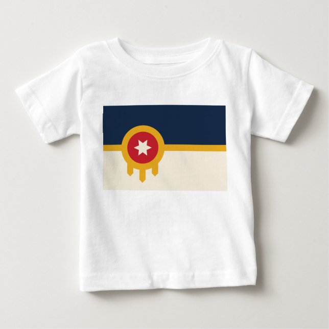 Baby T-Shirt med Flagga av Tulsa, Oklahoma (Framsida)