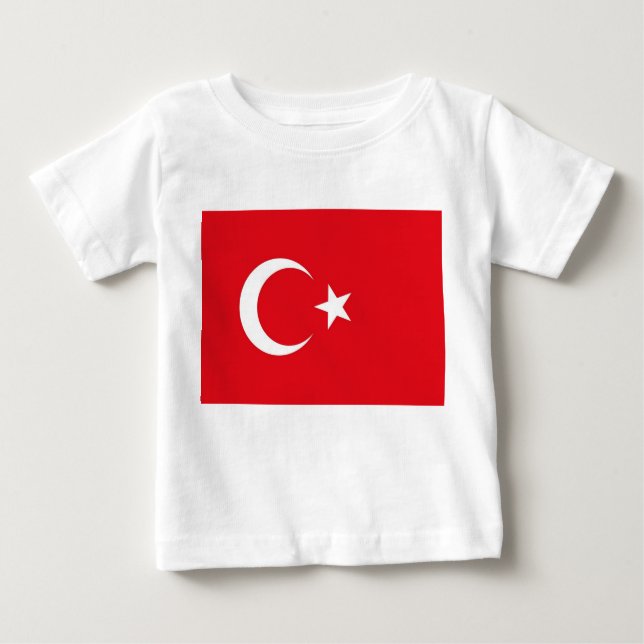 Baby T-Shirt med Flagga av Turkiet (Framsida)