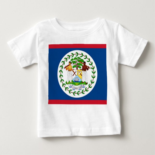 Baby T-Shirt med Flagga Belize (Framsida)