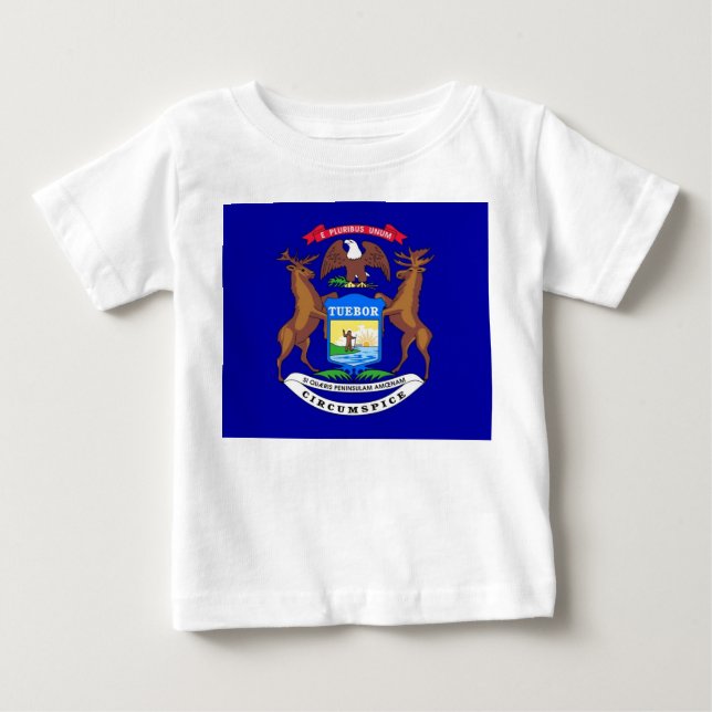 Baby T-Shirt med Flagga från Michigan, USA (Framsida)