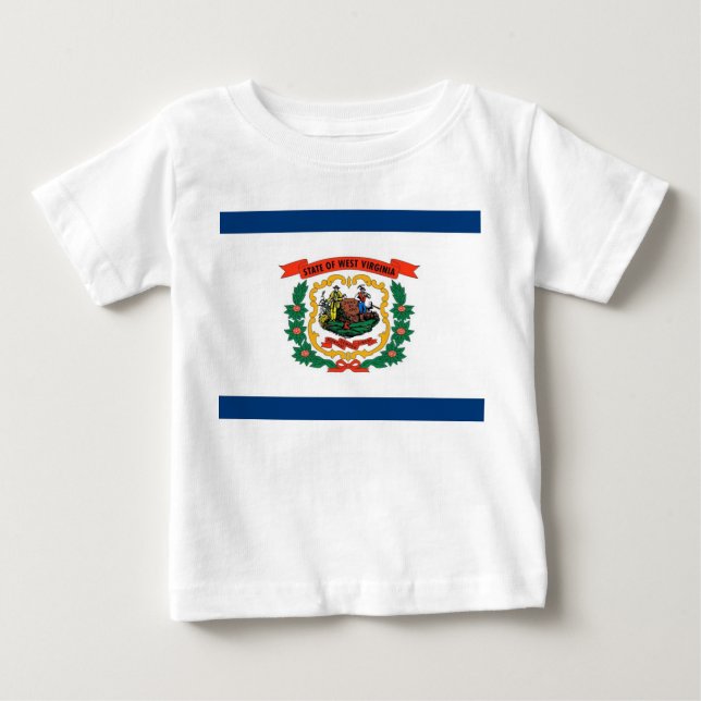 Baby T Shirt med Flagga från Väster Virginia, USA (Framsida)