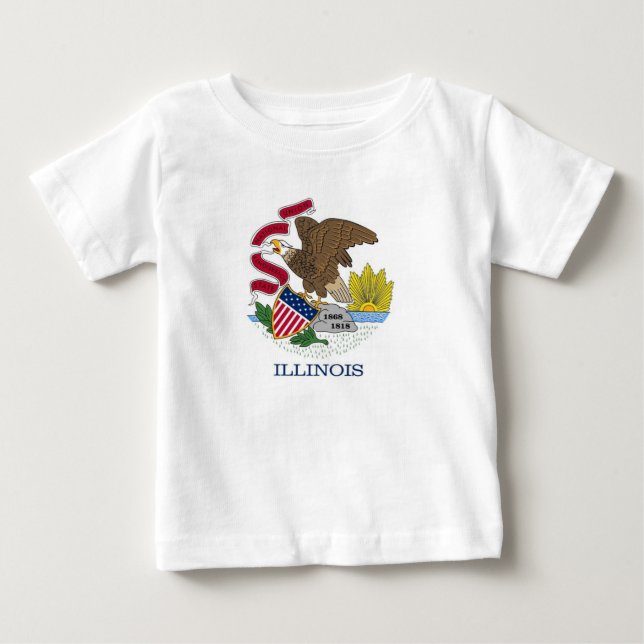 Baby T Shirt med Flagga Ilinois (Framsida)