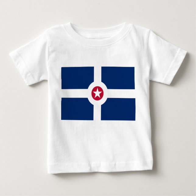 Baby T-Shirt med Flagga Indianapolis City, USA (Framsida)