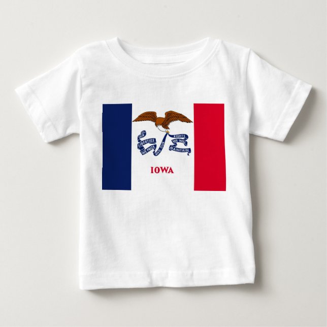 Baby T Shirt med flagga Iowa (Framsida)