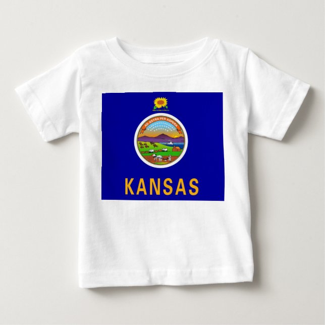 Baby T Shirt med Flagga Kansas (Framsida)