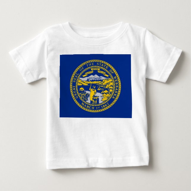 Baby T Shirt med Flagga Nebraska (Framsida)