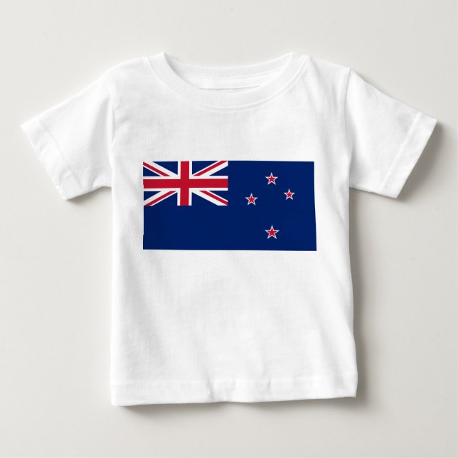 Baby T-Shirt med Flagga Nya Zeeland (Framsida)