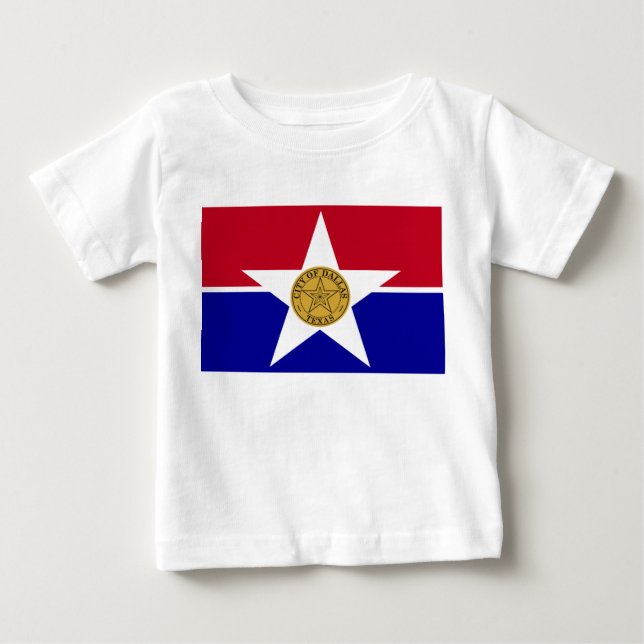 Baby T-Shirt med Flagga of Dallas, USA (Framsida)