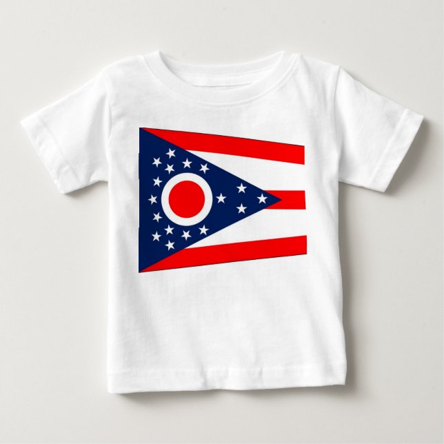 Baby T Shirt med Flagga of Ohio, USA (Framsida)