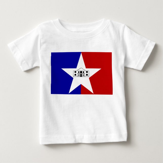 Baby T-Shirt med Flagga of San Antonio, USA (Framsida)