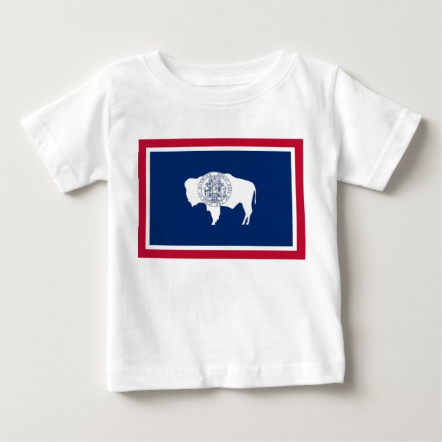 Baby T Shirt med Flagga of Wyoming, USA (Framsida)