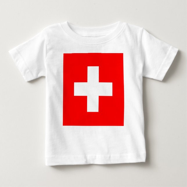 Baby T-Shirt med Flagga Schweiz (Framsida)