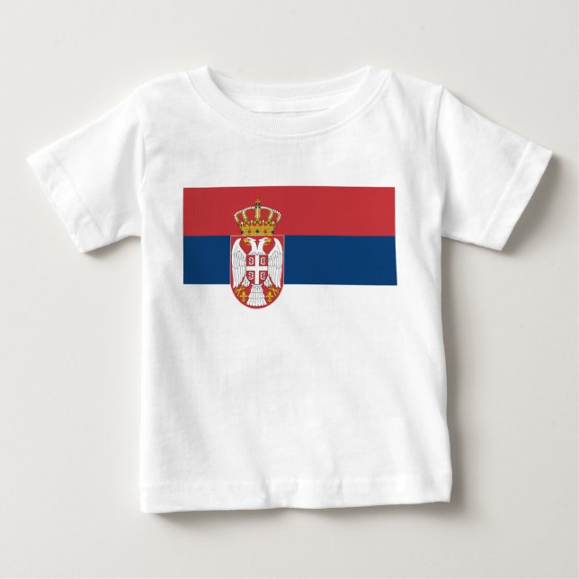 Baby T-Shirt med Flagga Serbien (Framsida)
