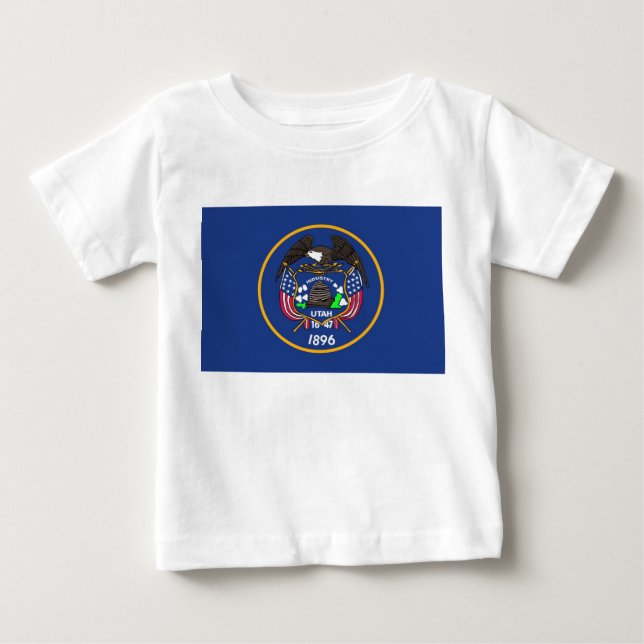 Baby T Shirt med Flagga Utah (Framsida)