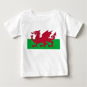 Baby T-Shirt med Flagga Wales