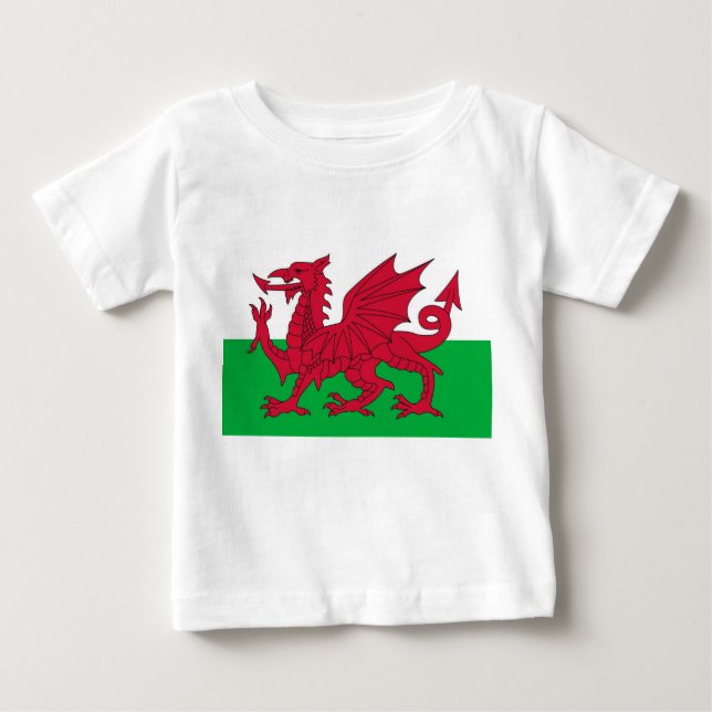 Baby T-Shirt med Flagga Wales (Framsida)