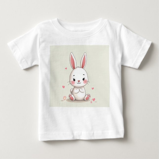 baby t-shirt med kaninillustration (Framsida)