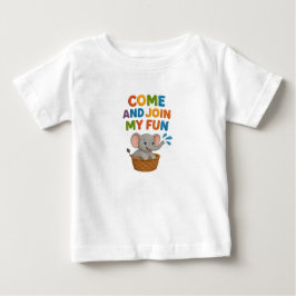 Baby T-shirt med lustig elefant