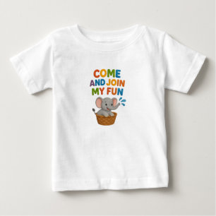 Baby T-shirt med lustig elefant