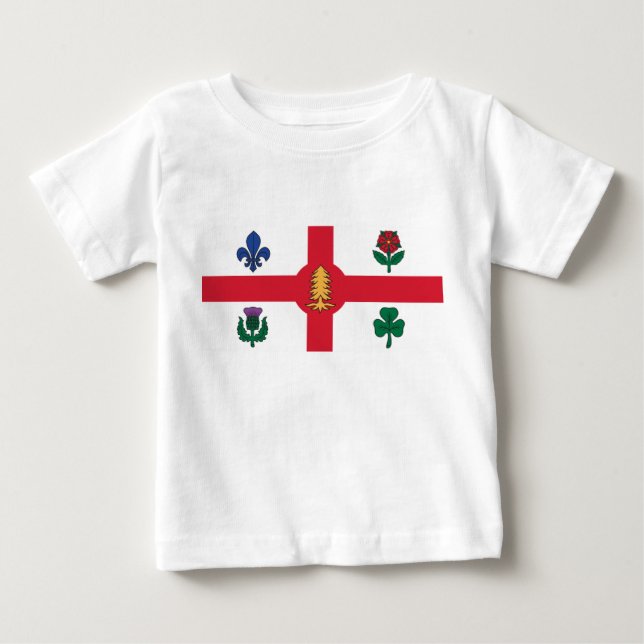 Baby T-Shirt med Montréals flagga (Framsida)