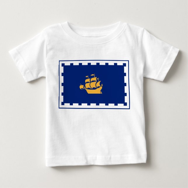 Baby T-Shirt med Quebec Citys flagga (Framsida)