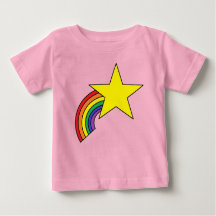 Baby T-Shirt med regnbåge och Gult Star Design