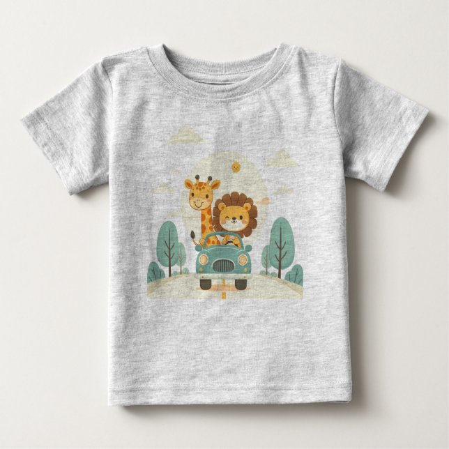 Baby T-Shirt med utskrift av Tecknader i rutt  (Framsida)