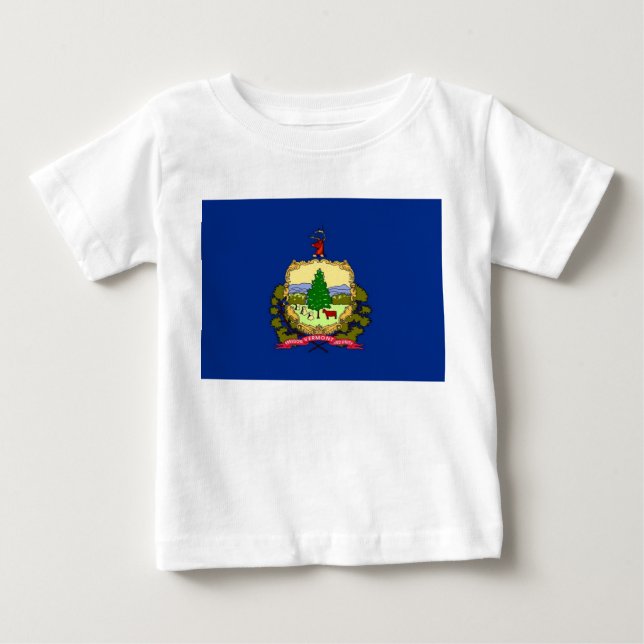 Baby T Shirt med Vermont Flagga, USA (Framsida)