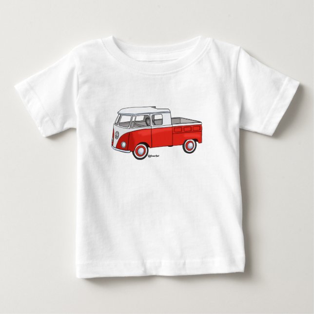 Baby t-shirt met vintage pickup trapauto (Framsida)