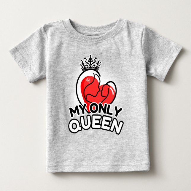Baby T-Shirt : Min enda drottning (grått) (Framsida)