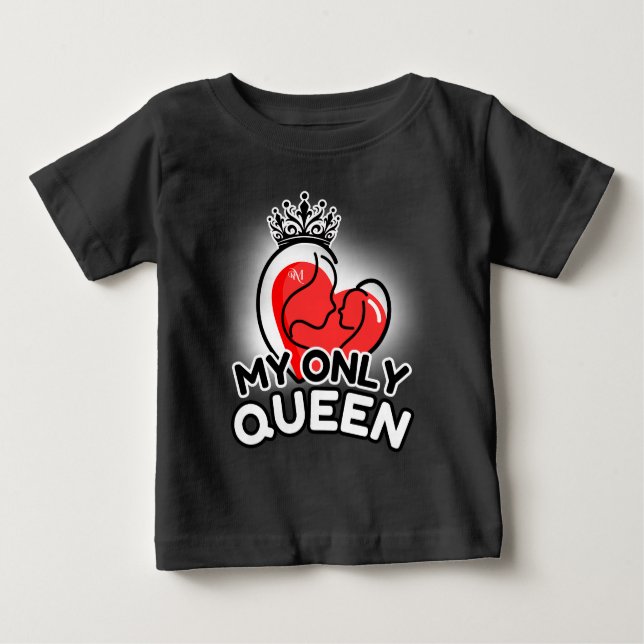 Baby T-Shirt : Min enda drottning (svart) (Framsida)