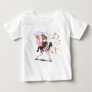 Baby T-Shirt - Roligt för Tävlan Girl and Ostrich