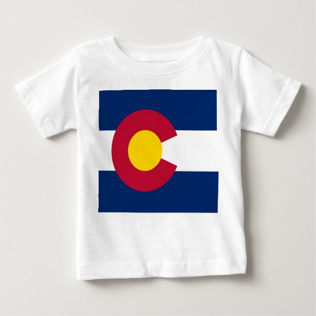 Baby T-Shirt with Flagga of Colorado, USA (Framsida)