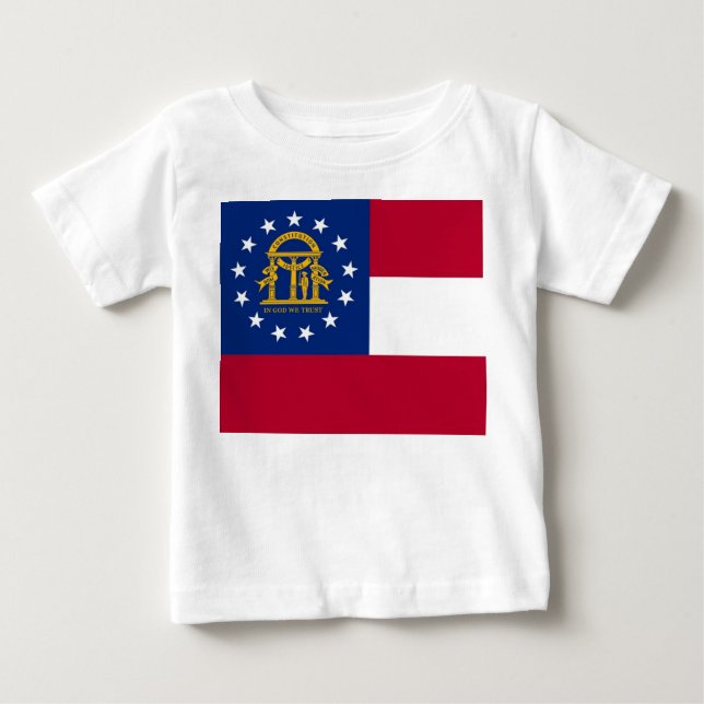 Baby T Shirt with Flagga of Georgia, USA (Framsida)
