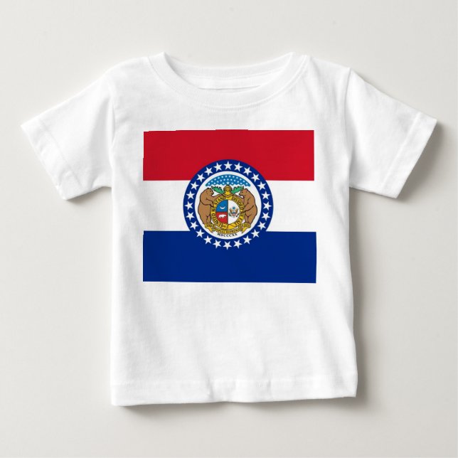 Baby T-skjorta med Flagga av Missouri, USA Tee Shirt (Framsida)