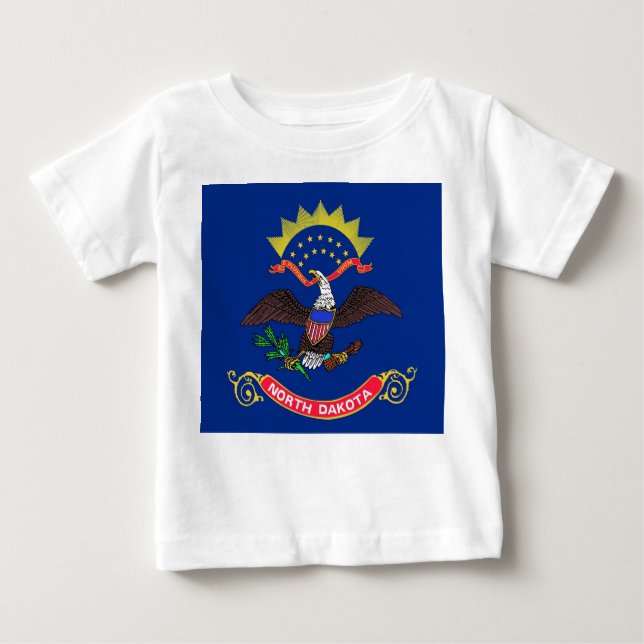 Baby T-skjorta med Flagga av North Dakota Tee (Framsida)