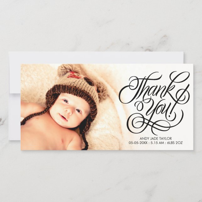 Baby Tack Calligraphy Overlay Photo Cards Kort (Framsida)