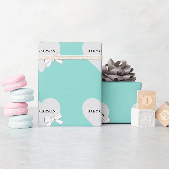 Baby Teal Blue Sprinkle Shower Party Personlig Presentpapper (Baby Shower)