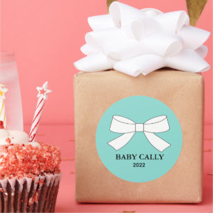 BABY Teal Blue Tiara Party Classic Round Sticker Runt Klistermärke