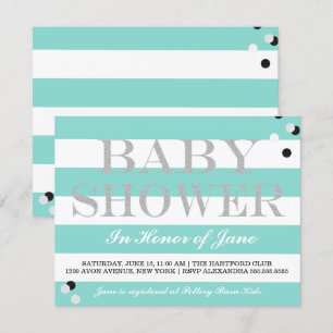 Baby Teal Blue Tiara Shower Sprinkle Party Inbjudningar