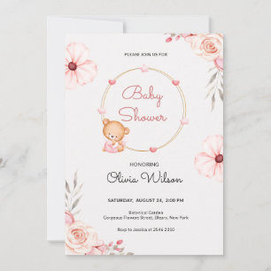 Baby Teddy Bear Baby Shower Inbjudan
