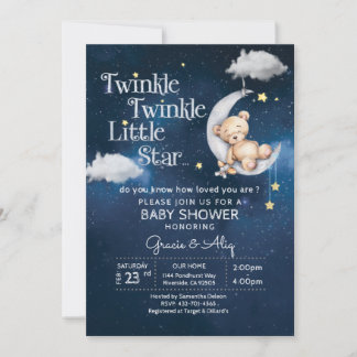 BABY-teddyy Bear Twinkle Little star Inbjudningar