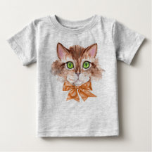 Baby Tee Shirt Boy med Cat Ansikte