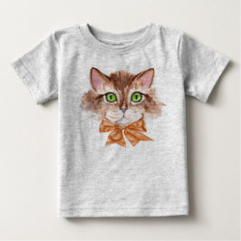 Baby Tee Shirt Boy med Cat Ansikte