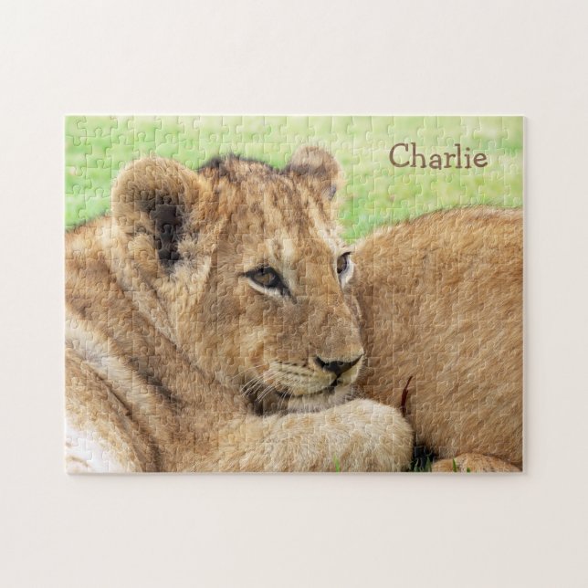 Baby Tiger anpassningsbar monogram puzzel Pussel (Horisontell)